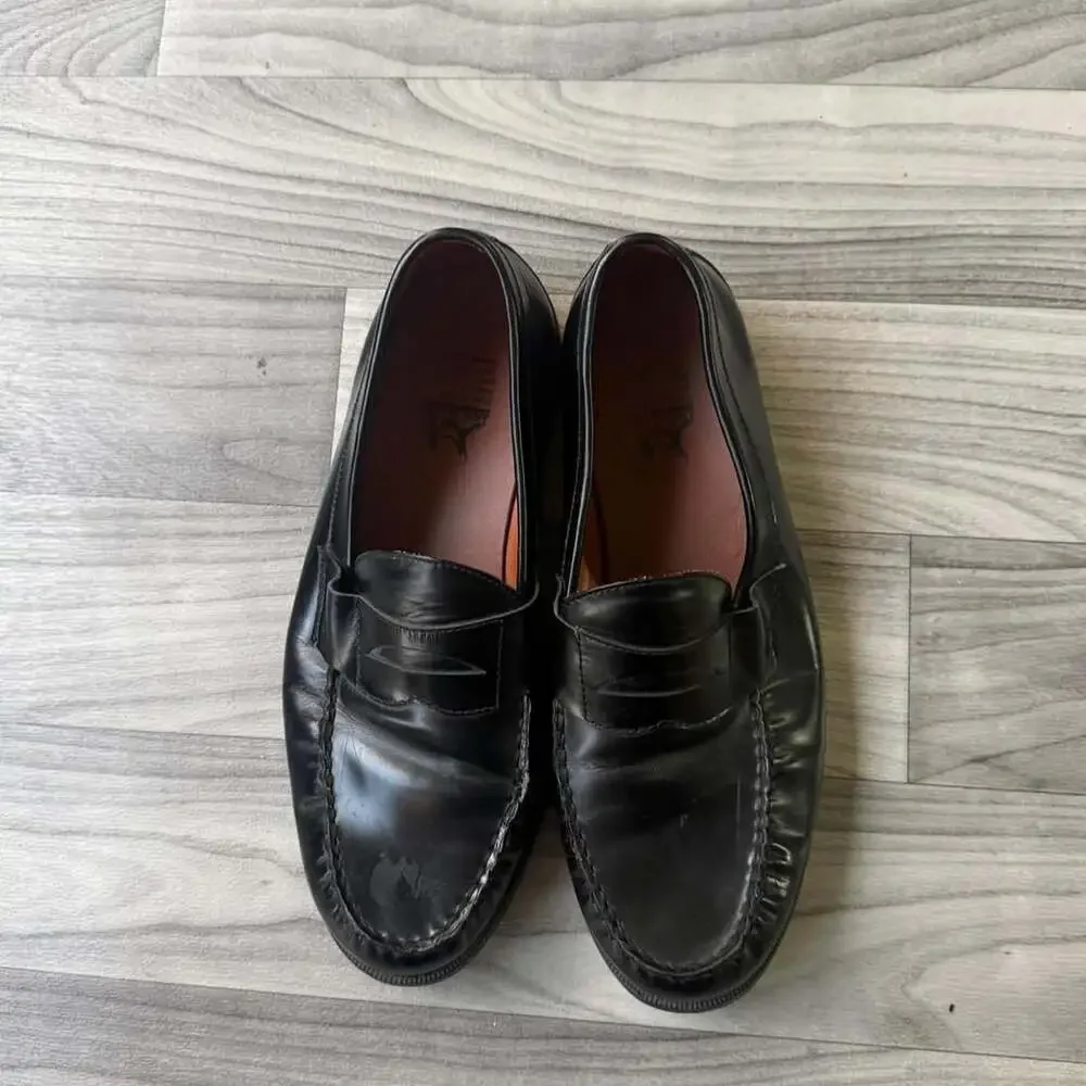 Aris Allen Vintage Y2K Black Leather Penny Loafers